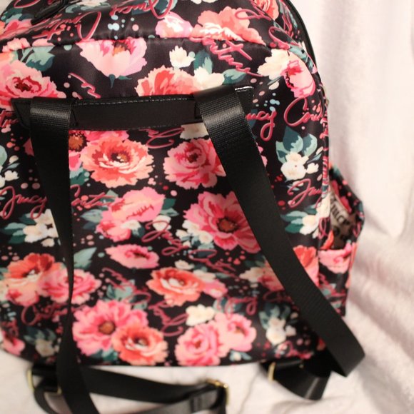JUICY COUTURE black & pink floral backpack purse. NWT. main image 8